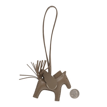 HERMES Milo Lambskin Grigri Rodeo Pegase Horse Bag Charm PM Etoupe