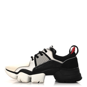 GIVENCHY Calfskin Neoprene Basket Basse Jaw Sneakers 44 Black White