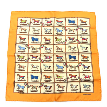 HERMES Silk Les Robes Scarf 45 Yellow