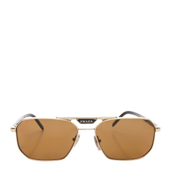 PRADA Metal Logo Sunglasses SPR 58Y Gold Tortoise