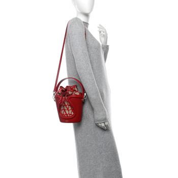 VALENTINO GARAVANI Toile Iconographe Nappa Le Cinquième Bucket Bag Naturale Rosso Valentino
