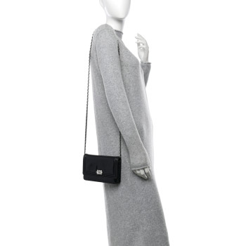 CHANEL Glazed Calfskin Boy Wallet On Chain WOC Black