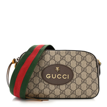 GUCCI GG Supreme Monogram Web Neo Vintage Shoulder Bag Beige New Acero Crop