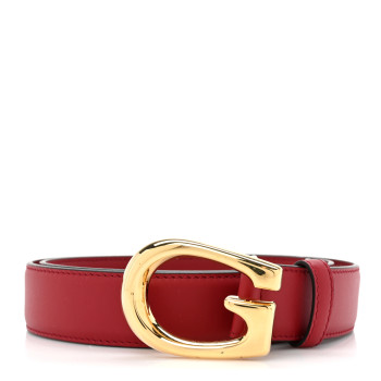 GUCCI Selleria Calfskin G 30mm Belt 85 34 New Cherry Red
