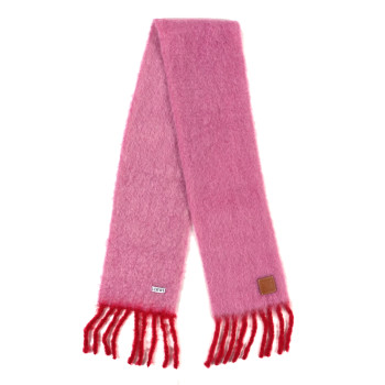 LOEWE Mohair Wool Anagram Scarf Pink Red