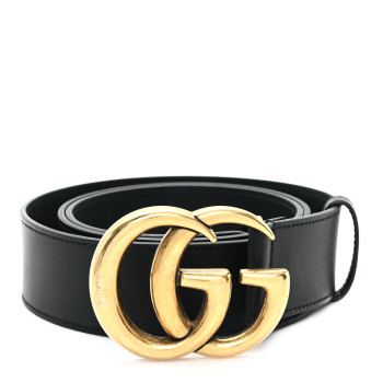 GUCCI Calfskin Double G 40mm Belt 95 38 Black