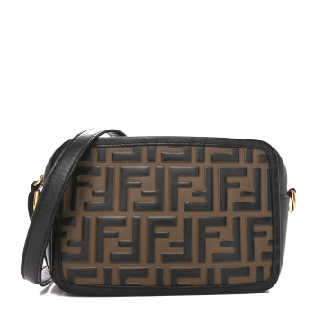 FENDI Vitello Century Bi-Color FF 1974 Embossed Mini Camera Case Maya Black