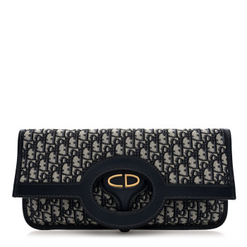 CHRISTIAN DIOR Oblique Fold Over Clutch Blue