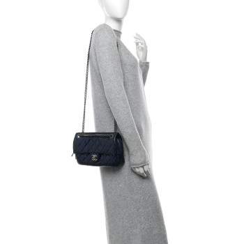 CHANEL Glazed Calfskin Quilted Medium Duo Color Flap Blue