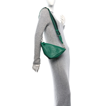 PRADA Saffiano Cuir Triangle Logo Embossed Triangle Shoulder Bag Mango