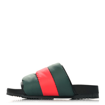GUCCI Nylon Web Womens Slide Sandals 37 Black Green Red