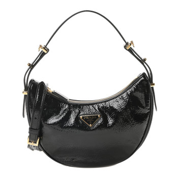 PRADA Patent Naplak Arque Shoulder Bag Black