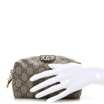 GUCCI Soft GG Supreme Monogram Calfskin Medium Ophidia Cosmetic Case Beige Ebony New Acero