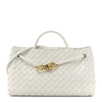 BOTTEGA VENETA Nappa Intrecciato Small East West Andiamo Shoulder Bag White