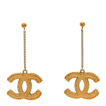 CHANEL CC Drop Earrings Matte Gold