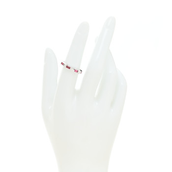 GUCCI 18K White Gold Rubellite Narrow Link to Love Ring 52 6