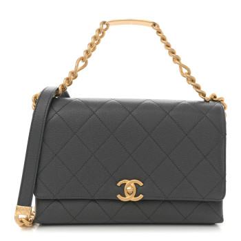 CHANEL Caviar Quilted Bracelet On Chain Flap Dark Grey CHANEL Caviar Quilted Bracelet On Chain Flap Dark Grey