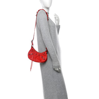 BALENCIAGA Agneau Arena Le Cagole Shoulder Bag XS Tomato Red