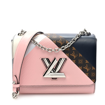 LOUIS VUITTON Epi Monogram Tape Twist Shoulder Bag MM Rose White