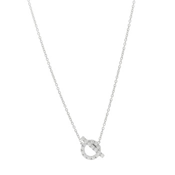HERMES 18K White Gold Diamond Finesse Pendant Necklace