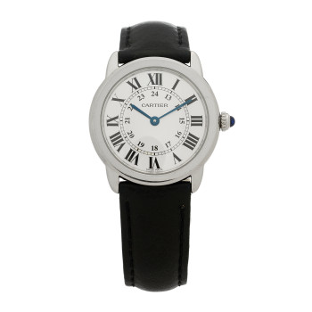 CARTIER Stainless Steel Calfskin 29mm Ronde Solo Quartz Watch