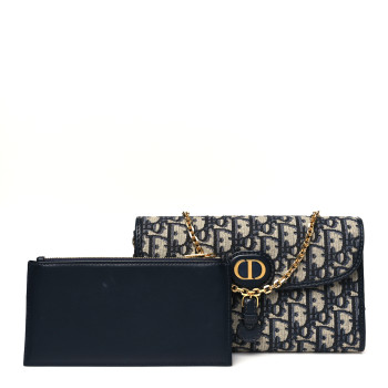 CHRISTIAN DIOR Oblique Bobby East West Pouch With Chain Blue