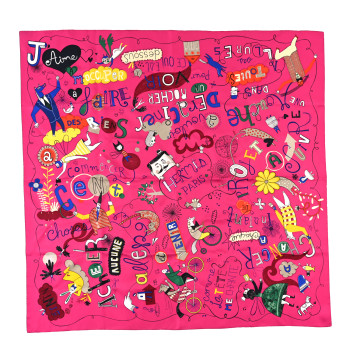 HERMES Silk Les Confessions Scarf 90 Fuchsia
