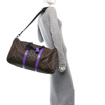 LOUIS VUITTON Monogram Macassar Keepall Bandouliere 50 Purple