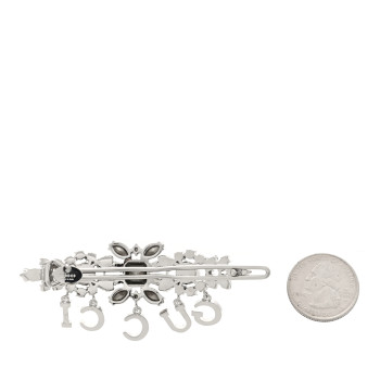 GUCCI Metal Crystal Hairslide Interlocking G Hair Clip Blue