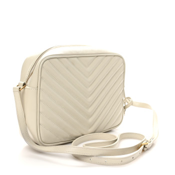 SAINT LAURENT Calfskin Matelasse Monogram Lou Camera Bag Crema Soft