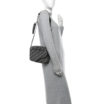 CHRISTIAN DIOR Oblique Saddle Triple Pouch Navy Blue