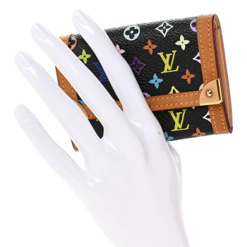 LOUIS VUITTON Monogram Multicolor Porte-Monnaie Plat Coin Purse Black