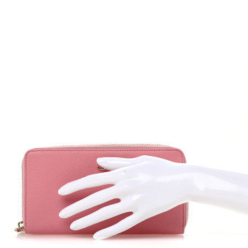 CHANEL Goatskin Zip Around Wallet  Pink
