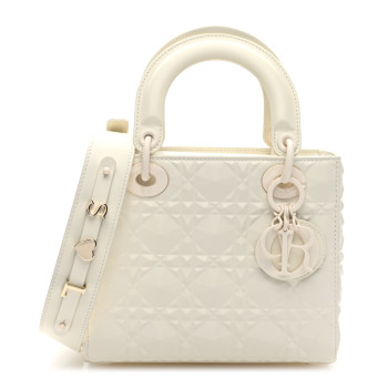 CHRISTIAN DIOR Calfskin Cannage Diamond Small My ABCDior Lady Dior White