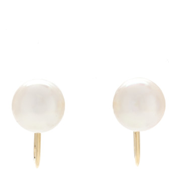 MIKIMOTO 18K Yellow Gold Akoya Cultured Pearl 7-7.5mm Screw Back Earrings