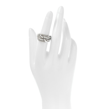 DAVID YURMAN Sterling Silver Diamond Pave Double Loop Labyrinth Ring 52 6