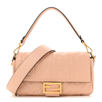 FENDI Nappa FF 1974 Embossed Baguette Baby Pink