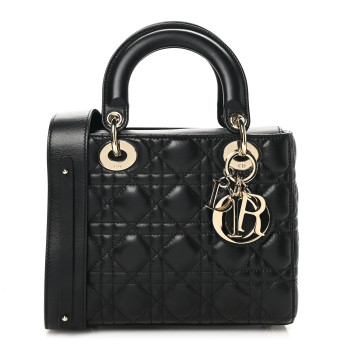 CHRISTIAN DIOR Lambskin Cannage Small My ABCDior Lady Dior Black