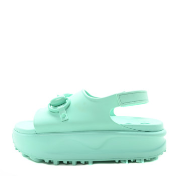 GUCCI Soft Rubber Horsebit Womens Slingback Sandals 37 Teal Cyan