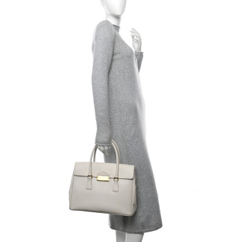PRADA Saffiano Lux Pattina Tote Talco