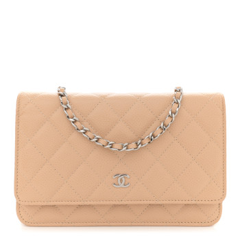CHANEL Caviar Quilted Wallet on Chain WOC Beige