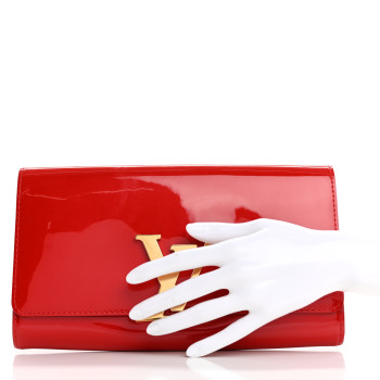 LOUIS VUITTON Patent Louise Clutch Cherry