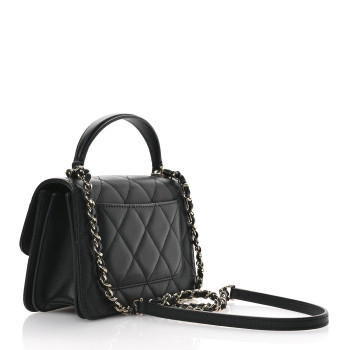 CHANEL Calfskin Quilted Small Top Handle Flap Black