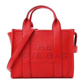 MARC JACOBS Grained Calfskin Mini The Tote Bag Red