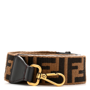 FENDI Ribbon Vitello Century FF 1974 Flat Studded Strap You Fango Marrone Ebano