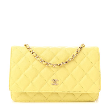 CHANEL Caviar Quilted Wallet on Chain WOC Yellow