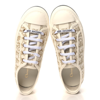 CHRISTIAN DIOR Canvas Lurex Oblique Walk'N'Dior Platform Sneakers 36 Pale Gold