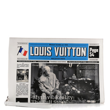 LOUIS VUITTON Calfskin Newspaper Print Pouch