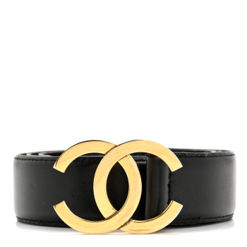 CHANEL Calfskin CC Belt 65 26 Black