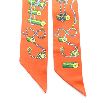 HERMES Silk Cordages Twilly Scarf Orange